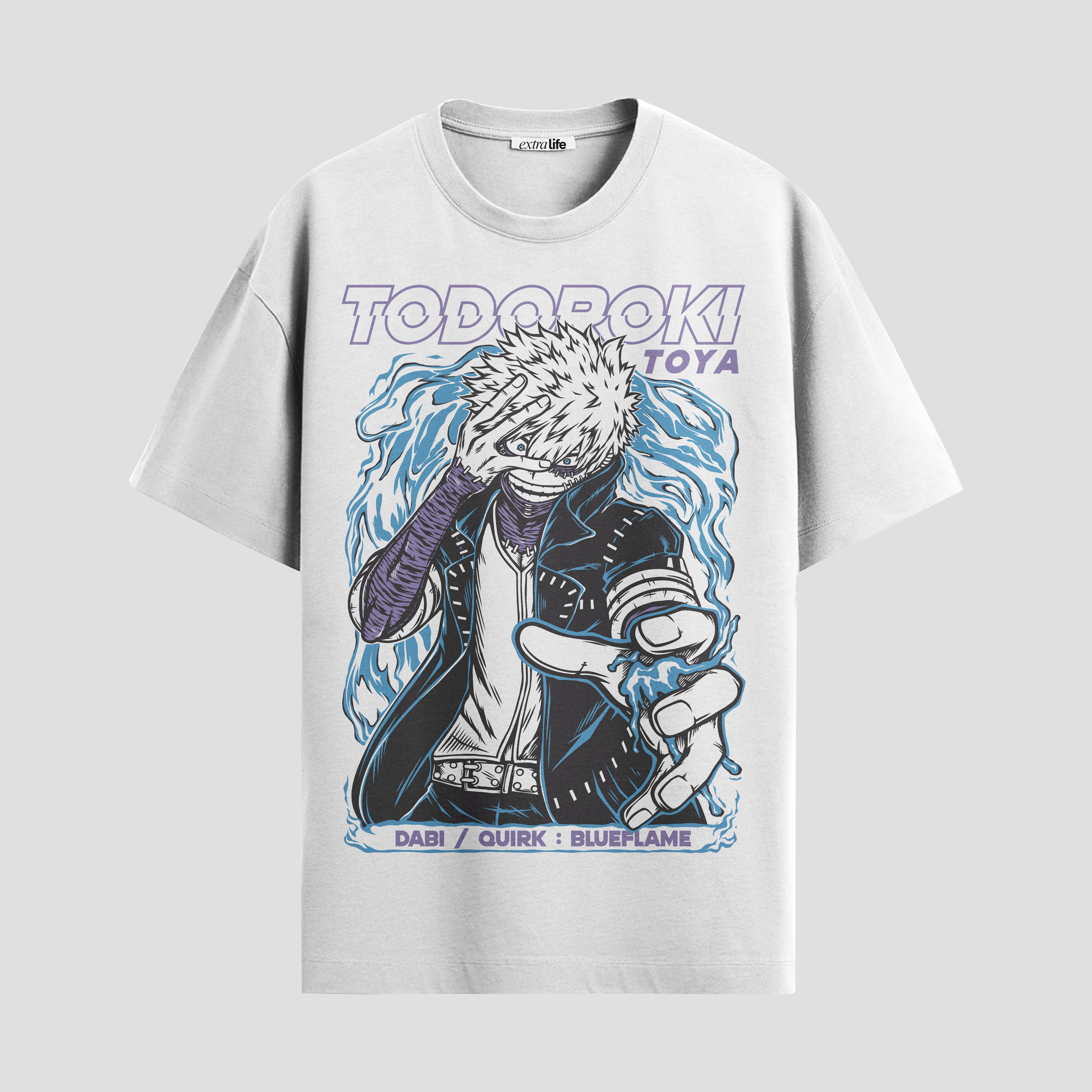 Playera urbana de anime y gaming ExtraLife MX, corte Standard Fit unisex ligero y transpirable en color Deep Black y Pure White, ropa de uso diario para gym y casual.