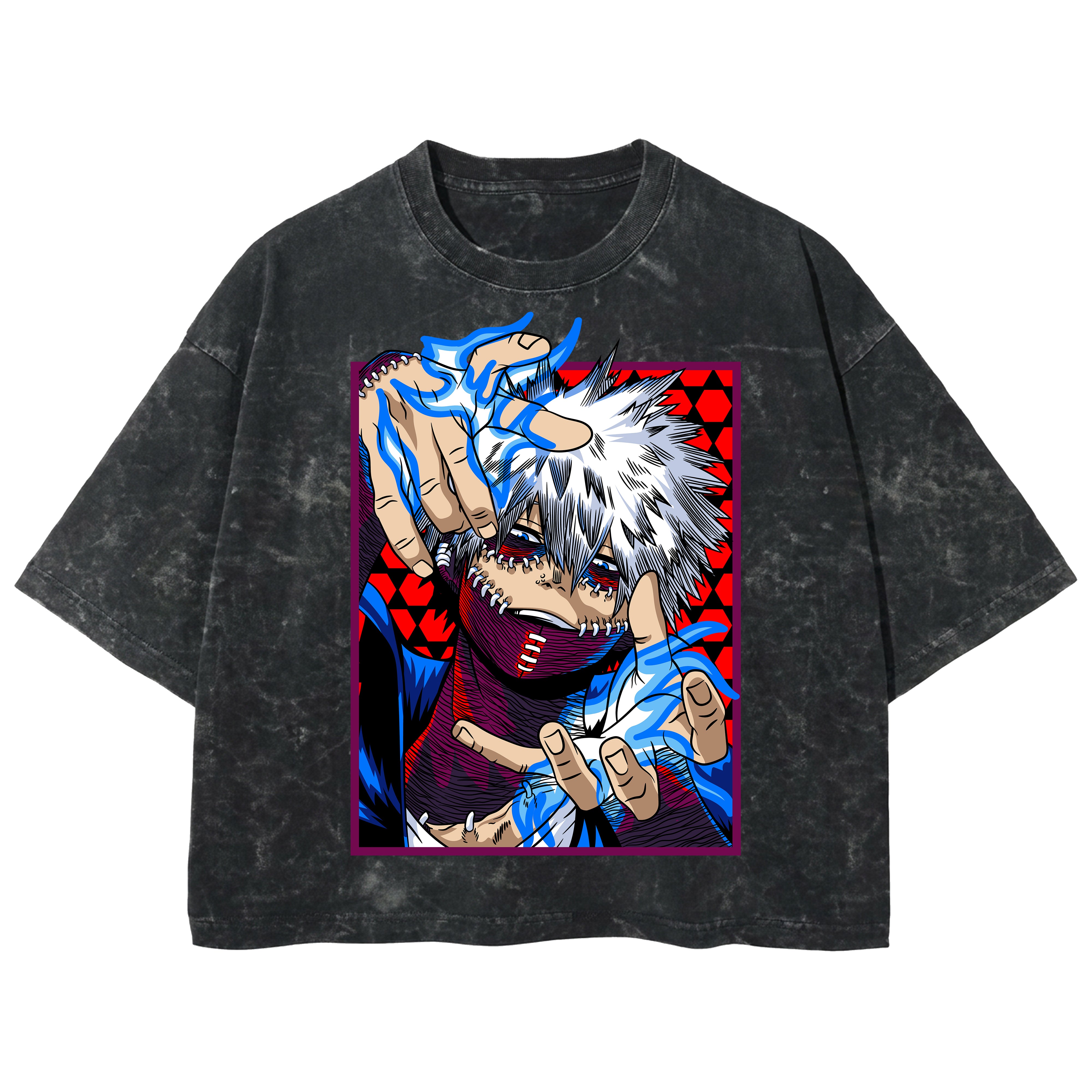 Playera streetwear premium de anime y gaming ExtraLife MX, corte boxy deluxe mineral wash heavyweight en color Acid Wash, moda urbana mexicana de culto.