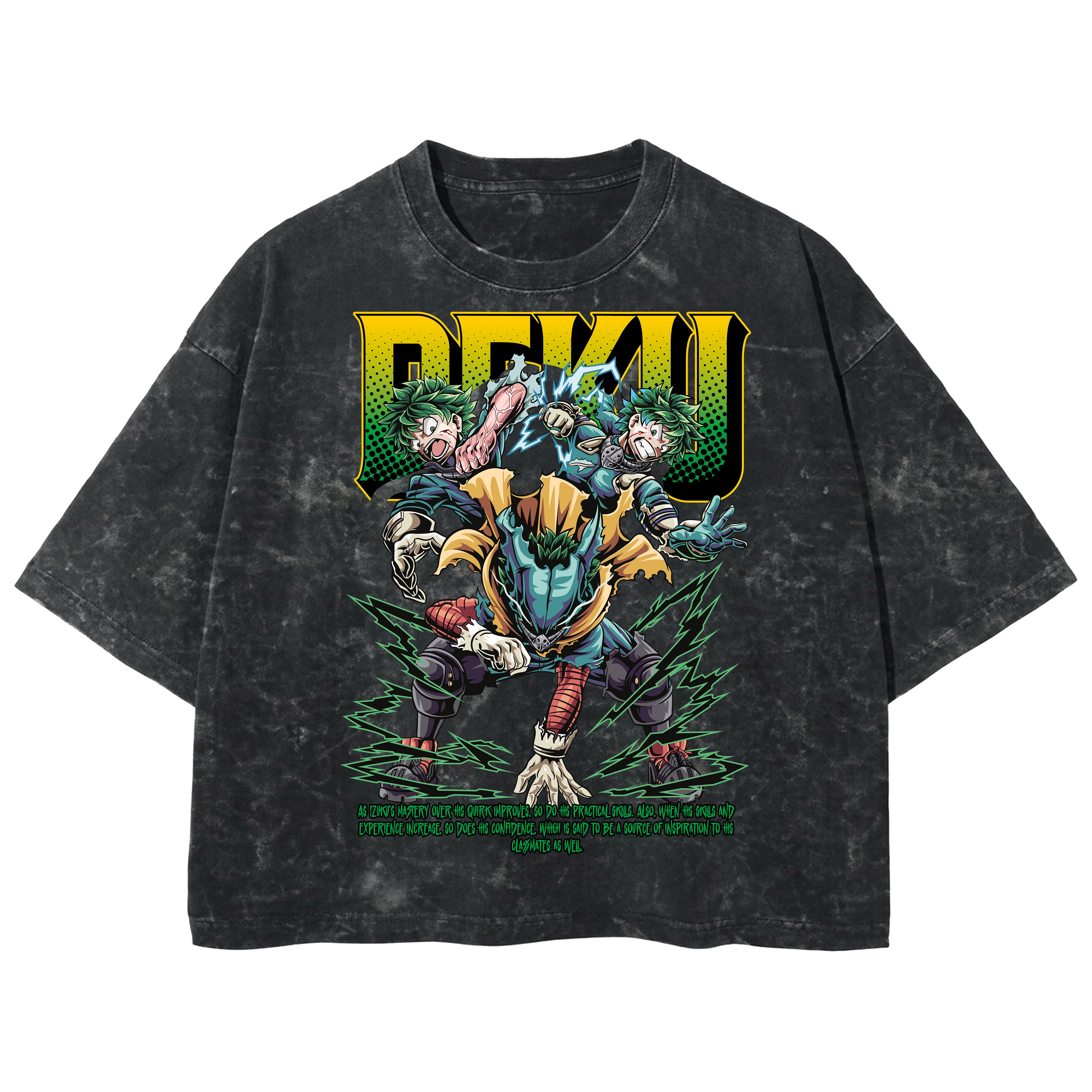 Playera streetwear premium de anime y gaming ExtraLife MX, corte boxy deluxe mineral wash heavyweight en color Acid Wash, moda urbana mexicana de culto.