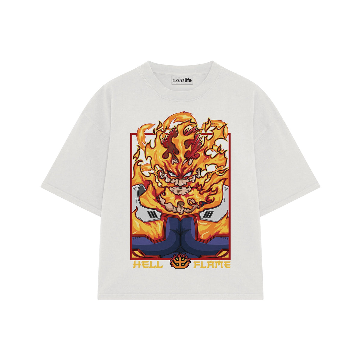 Playera streetwear premium de anime y gaming ExtraLife MX, corte oversized drop shoulder ligero y fresco en color Deep Black y Off-White, moda urbana mexicana de culto.