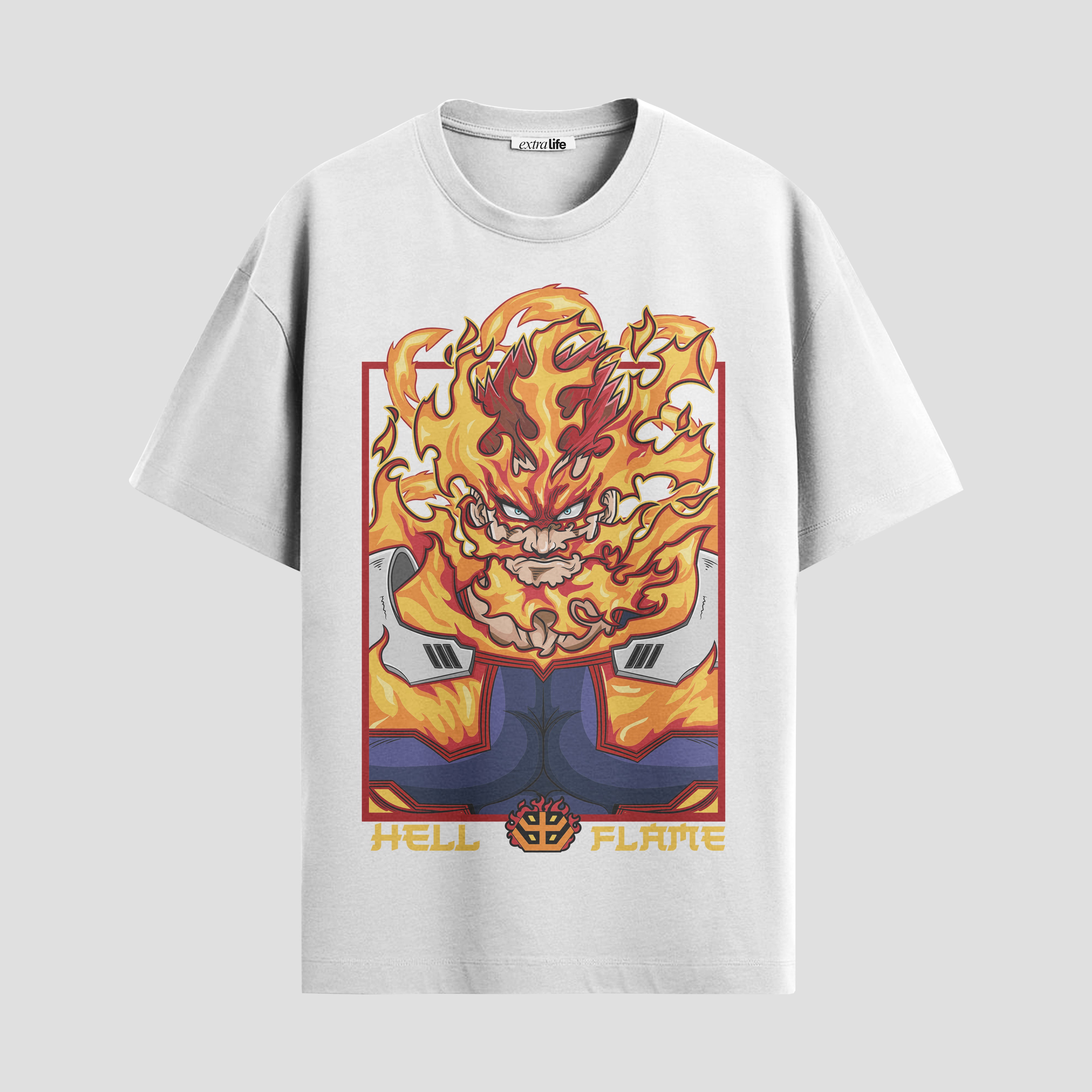 Playera urbana de anime y gaming ExtraLife MX, corte Standard Fit unisex ligero y transpirable en color Deep Black y Pure White, ropa de uso diario para gym y casual.