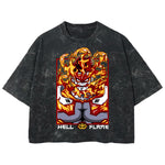 Playera streetwear premium de anime y gaming ExtraLife MX, corte boxy deluxe mineral wash heavyweight en color Acid Wash, moda urbana mexicana de culto.