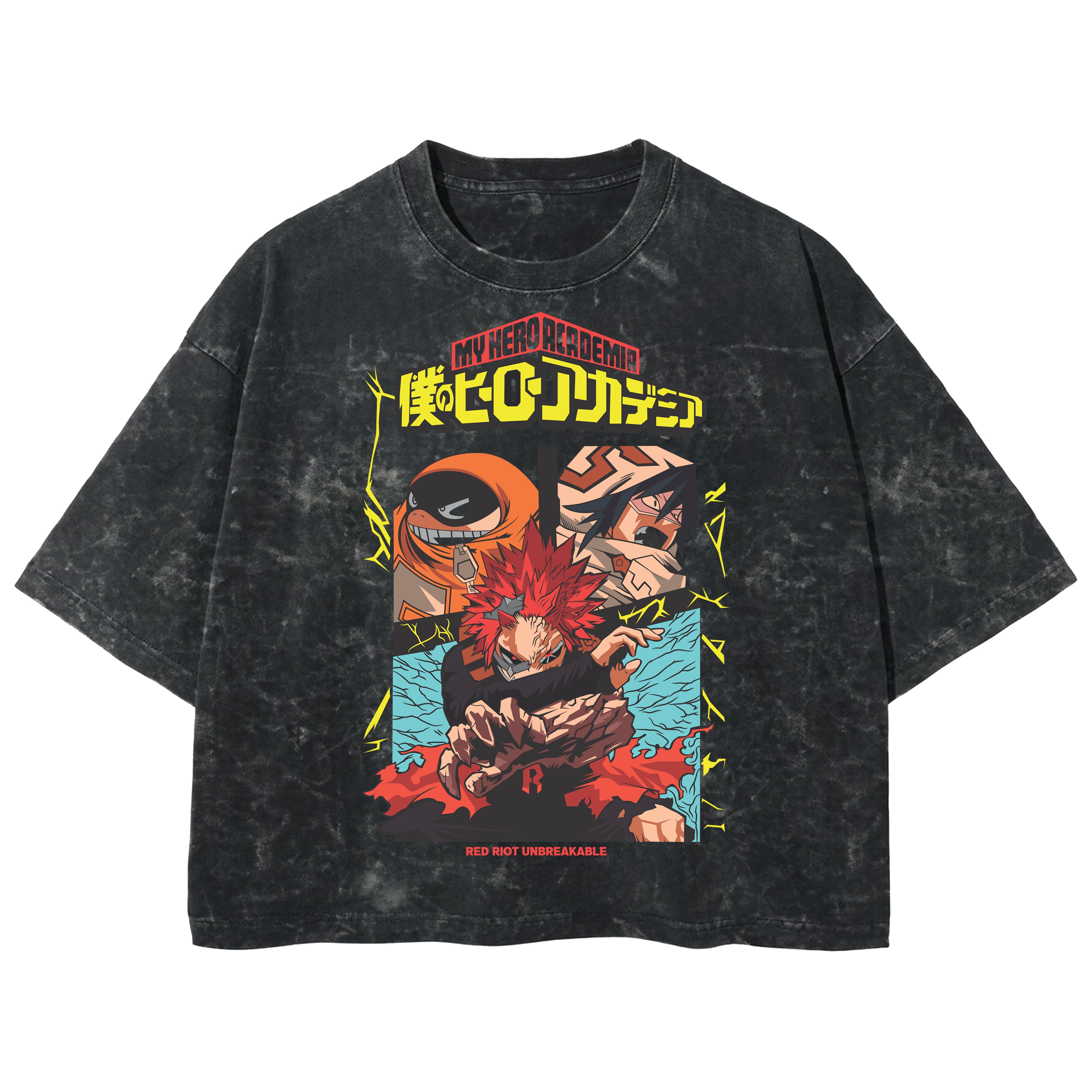 Playera streetwear premium de anime y gaming ExtraLife MX, corte boxy deluxe mineral wash heavyweight en color Acid Wash, moda urbana mexicana de culto.