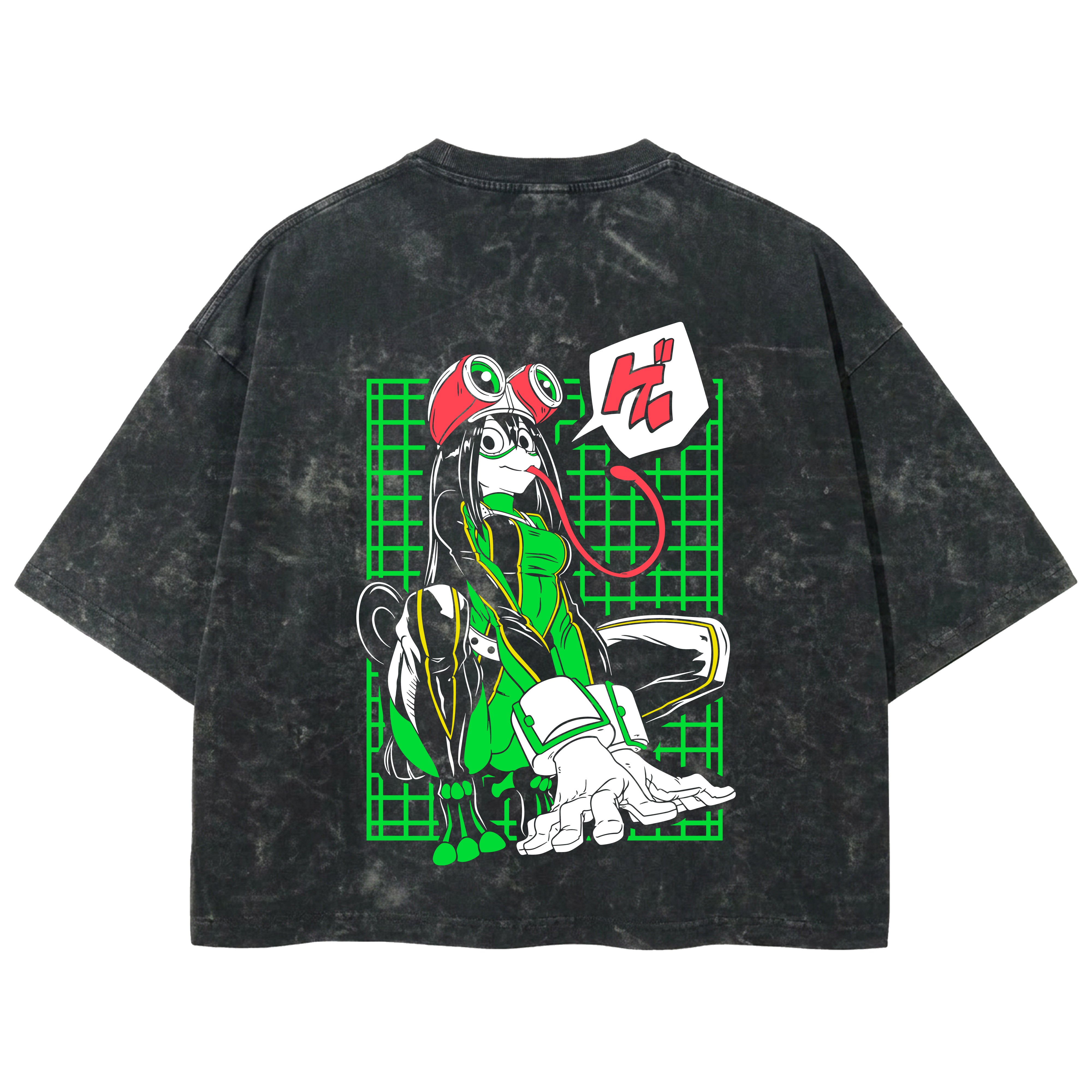 Playera streetwear premium de anime y gaming ExtraLife MX, corte boxy deluxe mineral wash heavyweight en color Acid Wash, moda urbana mexicana de culto.