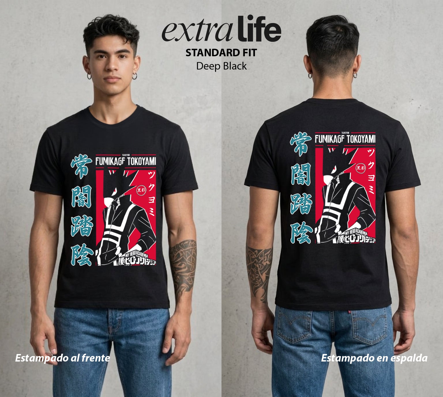 La Academia de Heroes | El Ave del Poder #02498 - Playera Standard Fit | Deep Black - Foto en modelo