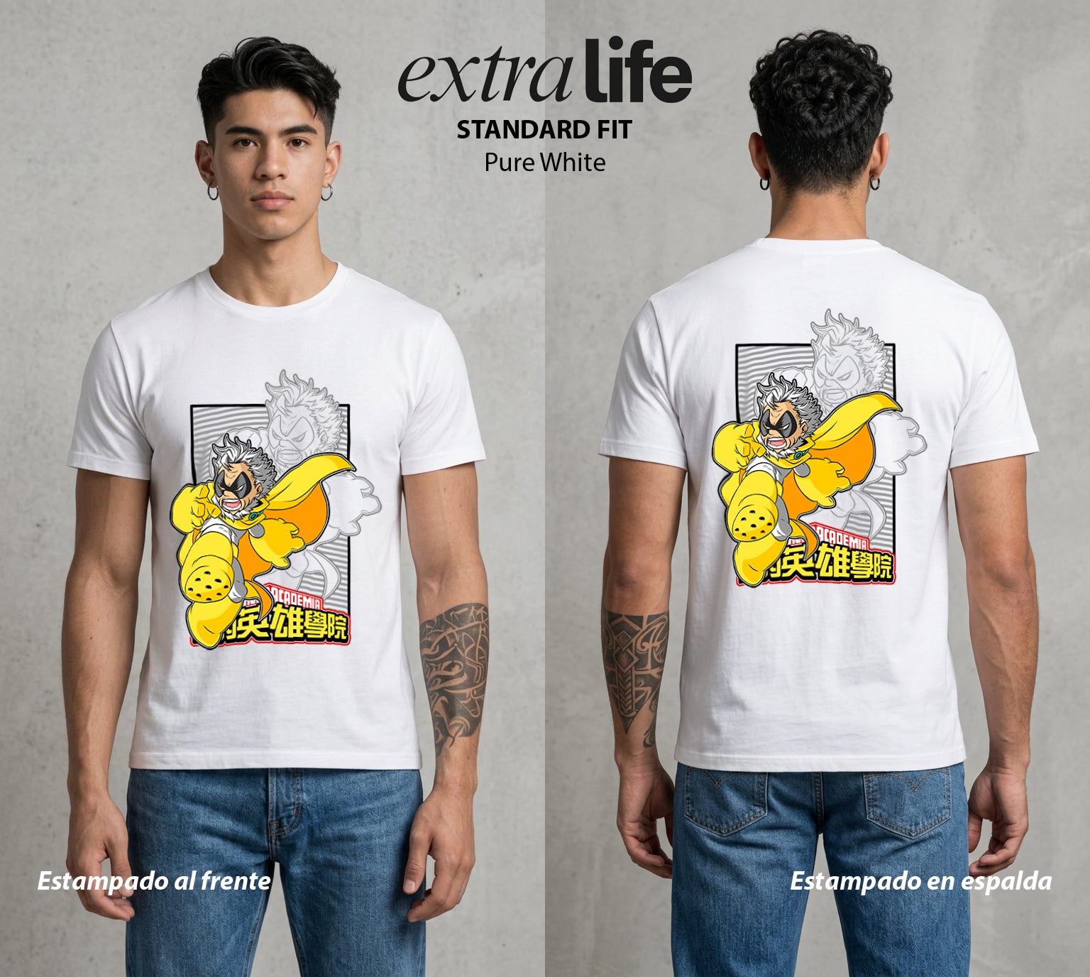 La Academia de Heroes | El Maestro Original #02499 - Playera Standard Fit | Pure White - Foto en modelo