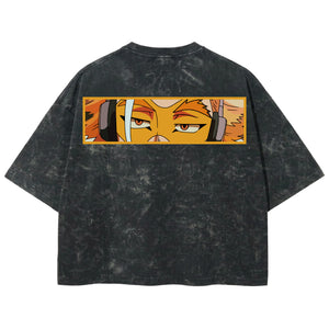 Playera streetwear premium de anime y gaming ExtraLife MX, corte boxy deluxe mineral wash heavyweight en color Acid Wash, moda urbana mexicana de culto.