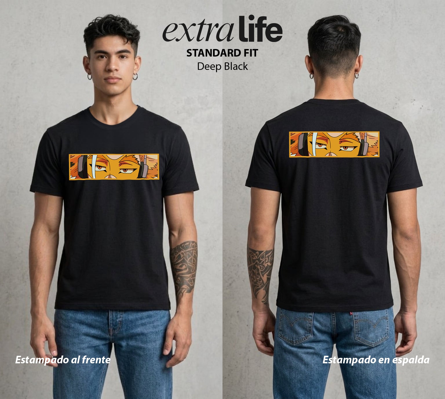 La Academia de Heroes | Las Alas del Rango Dos #02501 - Playera Standard Fit | Deep Black - Foto en modelo