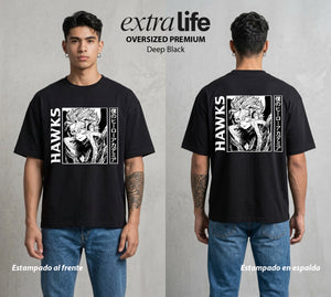 La Academia de Heroes | El Heroe Espia #02503 - Playera Oversized Premium | Deep Black - Foto en modelo
