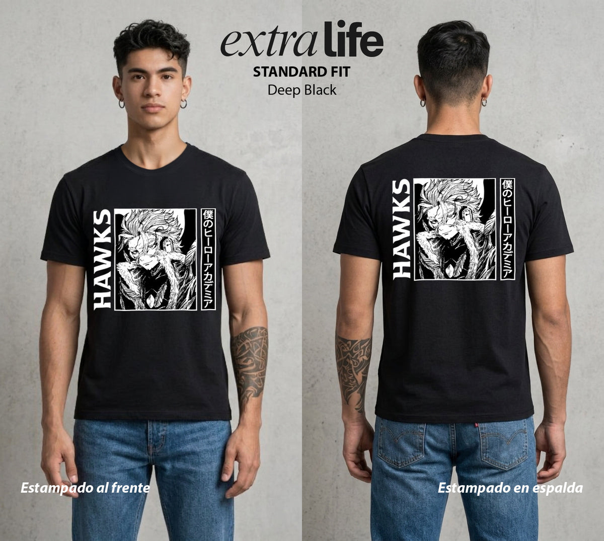 La Academia de Heroes | El Heroe Espia #02503 - Playera Classic Premium | Deep Black - Foto en modelo