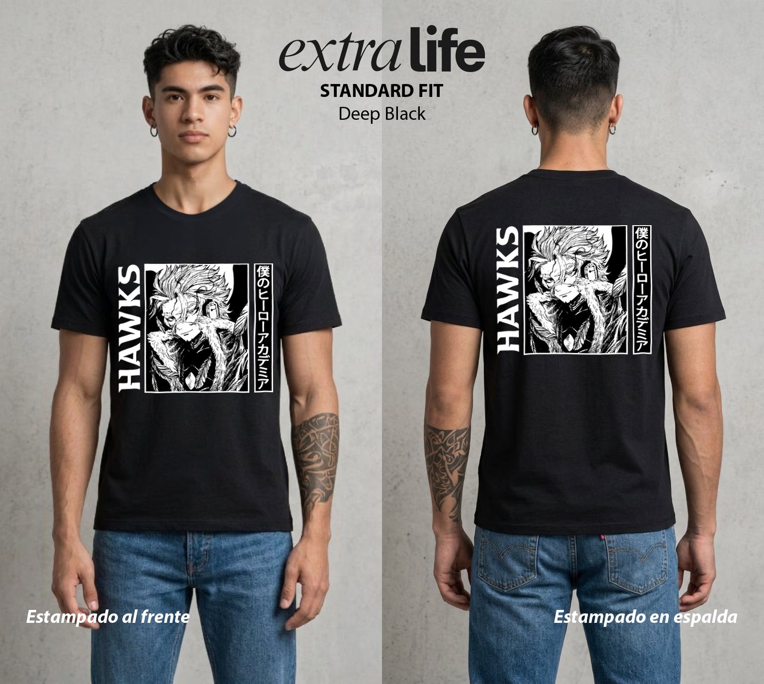 La Academia de Heroes | El Heroe Espia #02503 - Playera Standard Fit | Deep Black - Foto en modelo