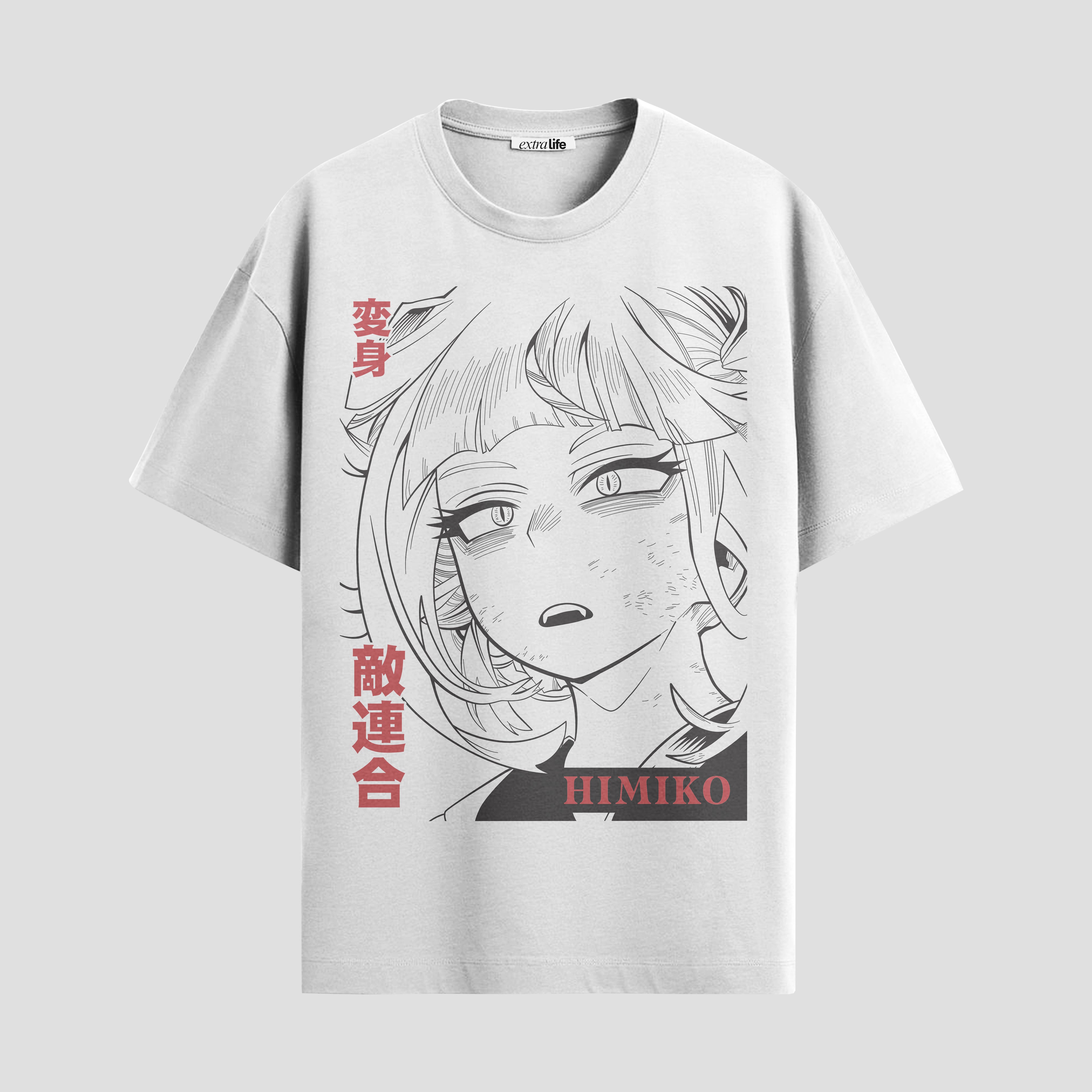 Playera urbana de anime y gaming ExtraLife MX, corte Standard Fit unisex ligero y transpirable en color Deep Black y Pure White, ropa de uso diario para gym y casual.