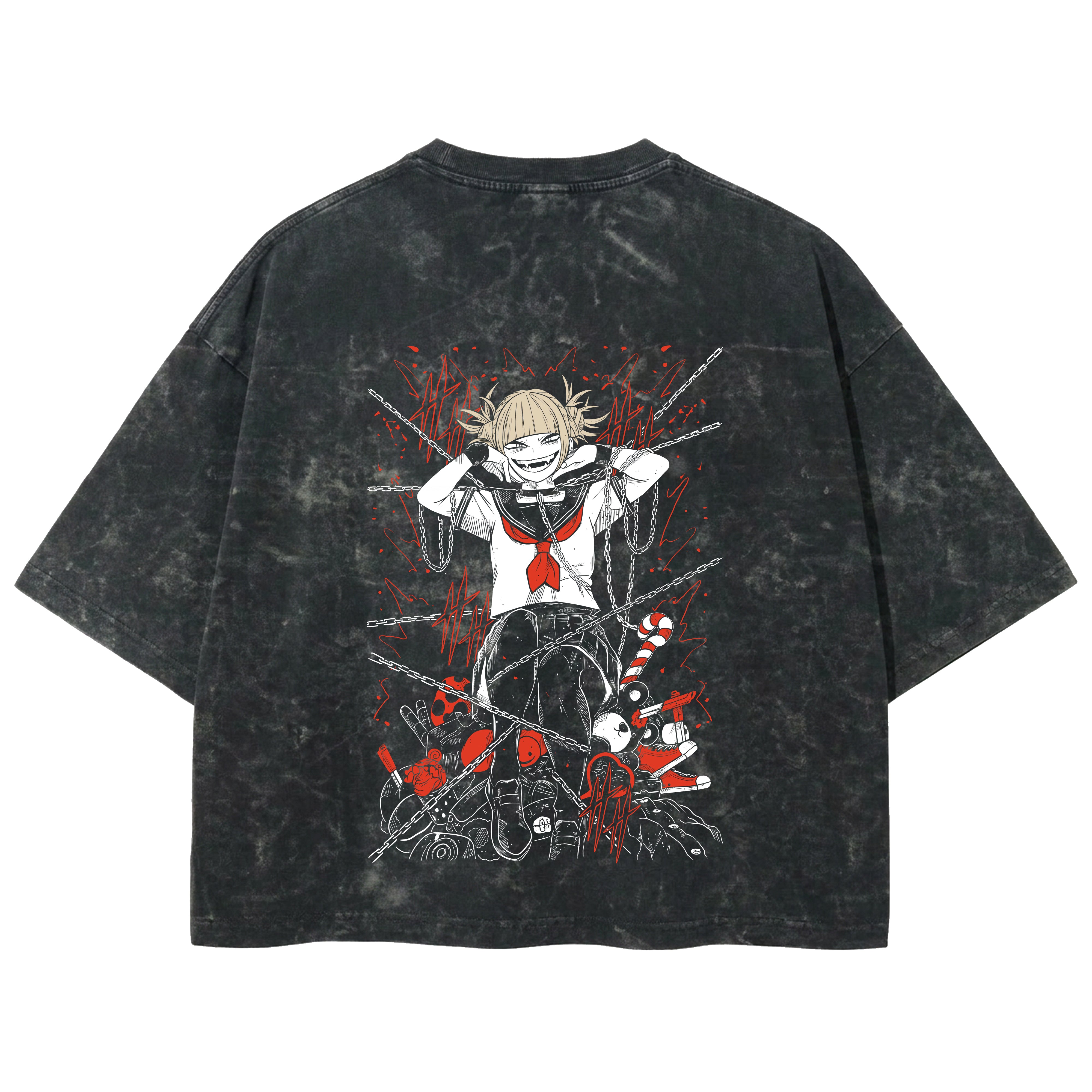 Playera streetwear premium de anime y gaming ExtraLife MX, corte boxy deluxe mineral wash heavyweight en color Acid Wash, moda urbana mexicana de culto.
