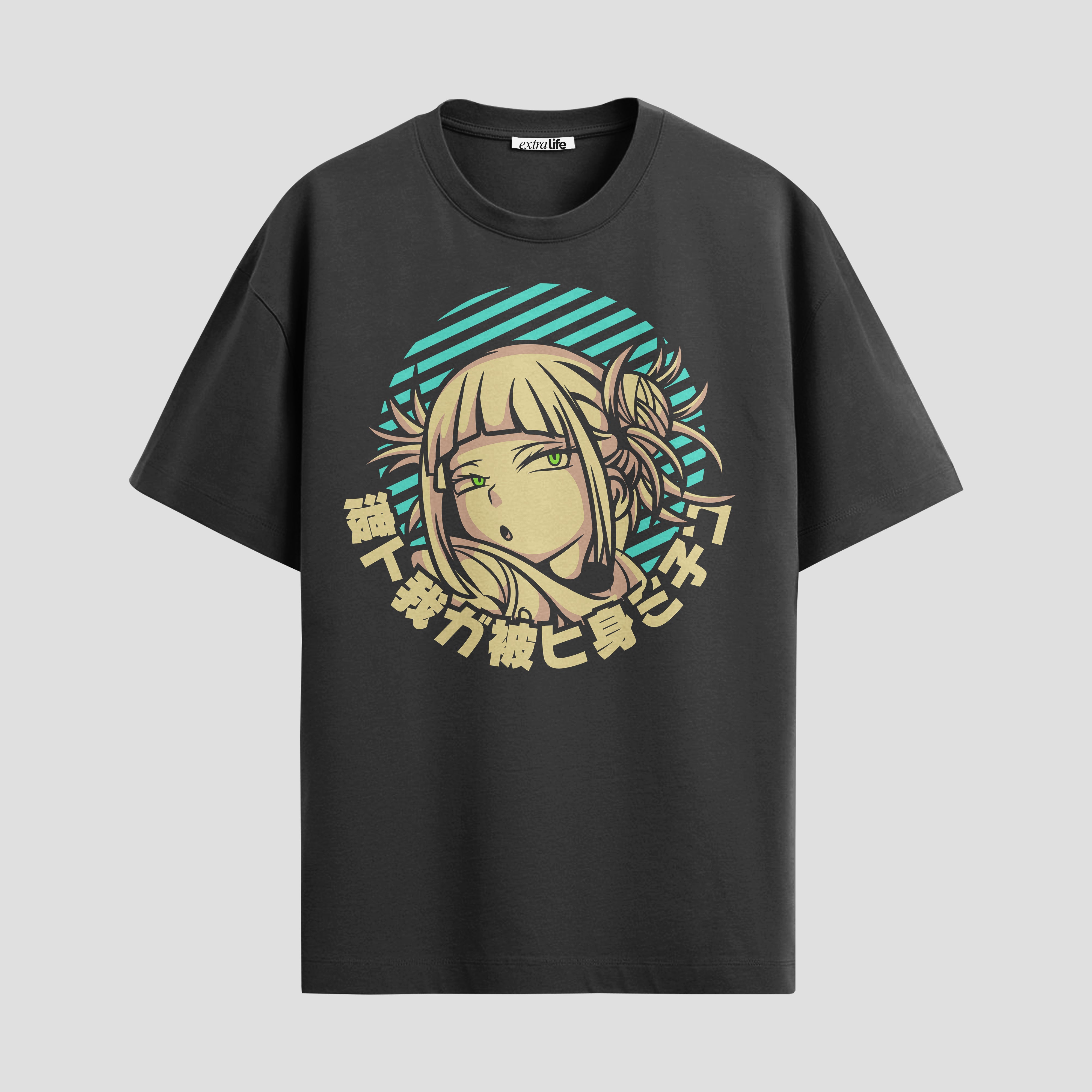 Playera urbana de anime y gaming ExtraLife MX, corte Standard Fit unisex ligero y transpirable en color Deep Black y Pure White, ropa de uso diario para gym y casual.