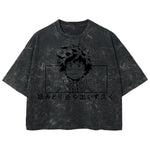Playera streetwear premium de anime y gaming ExtraLife MX, corte boxy deluxe mineral wash heavyweight en color Acid Wash, moda urbana mexicana de culto.