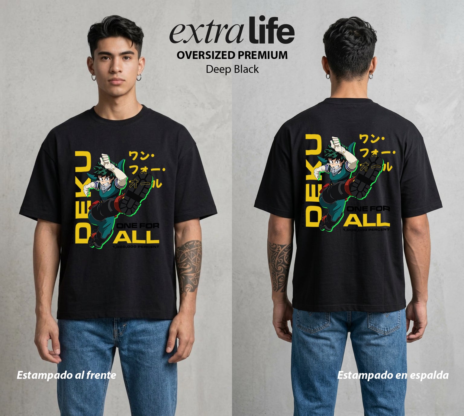 La Academia de Heroes | El Cuaderno del Heroe #02516 - Playera Oversized Premium | Deep Black - Foto en modelo