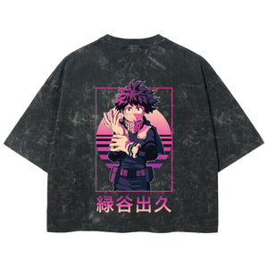 Playera streetwear premium de anime y gaming ExtraLife MX, corte boxy deluxe mineral wash heavyweight en color Acid Wash, moda urbana mexicana de culto.