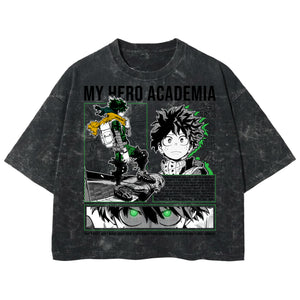Playera streetwear premium de anime y gaming ExtraLife MX, corte boxy deluxe mineral wash heavyweight en color Acid Wash, moda urbana mexicana de culto.