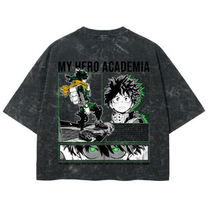 Playera streetwear premium de anime y gaming ExtraLife MX, corte boxy deluxe mineral wash heavyweight en color Acid Wash, moda urbana mexicana de culto.