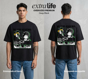 La Academia de Heroes | Del Diario al Heroe #02520 - Playera Oversized Premium | Deep Black - Foto en modelo