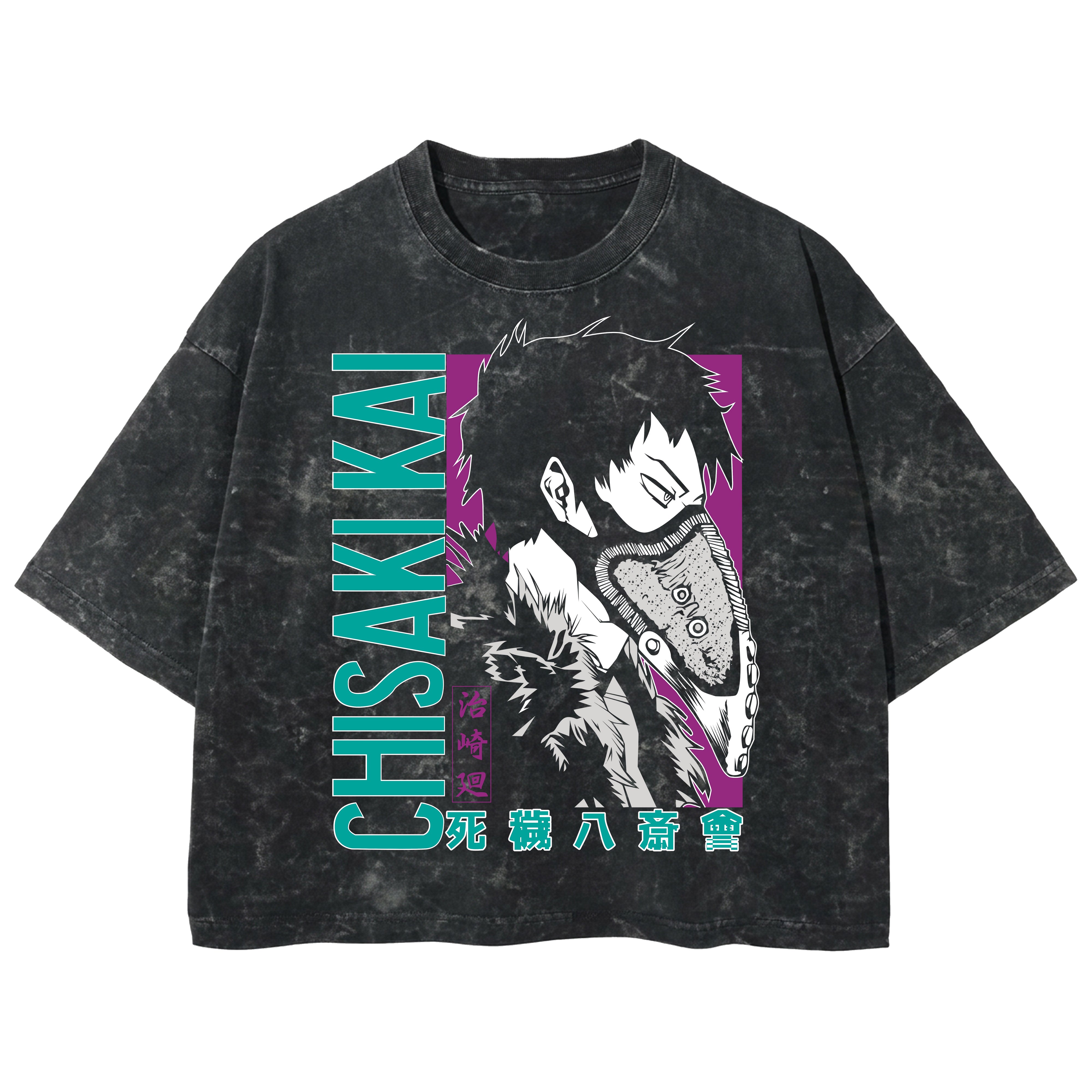 Playera streetwear premium de anime y gaming ExtraLife MX, corte boxy deluxe mineral wash heavyweight en color Acid Wash, moda urbana mexicana de culto.