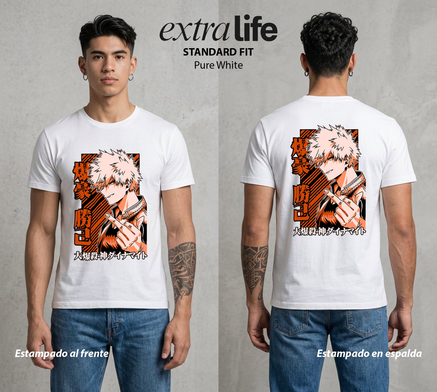 La Academia de Heroes | La Explosion del Bien #02522 - Playera Standard Fit | Pure White - Foto en modelo