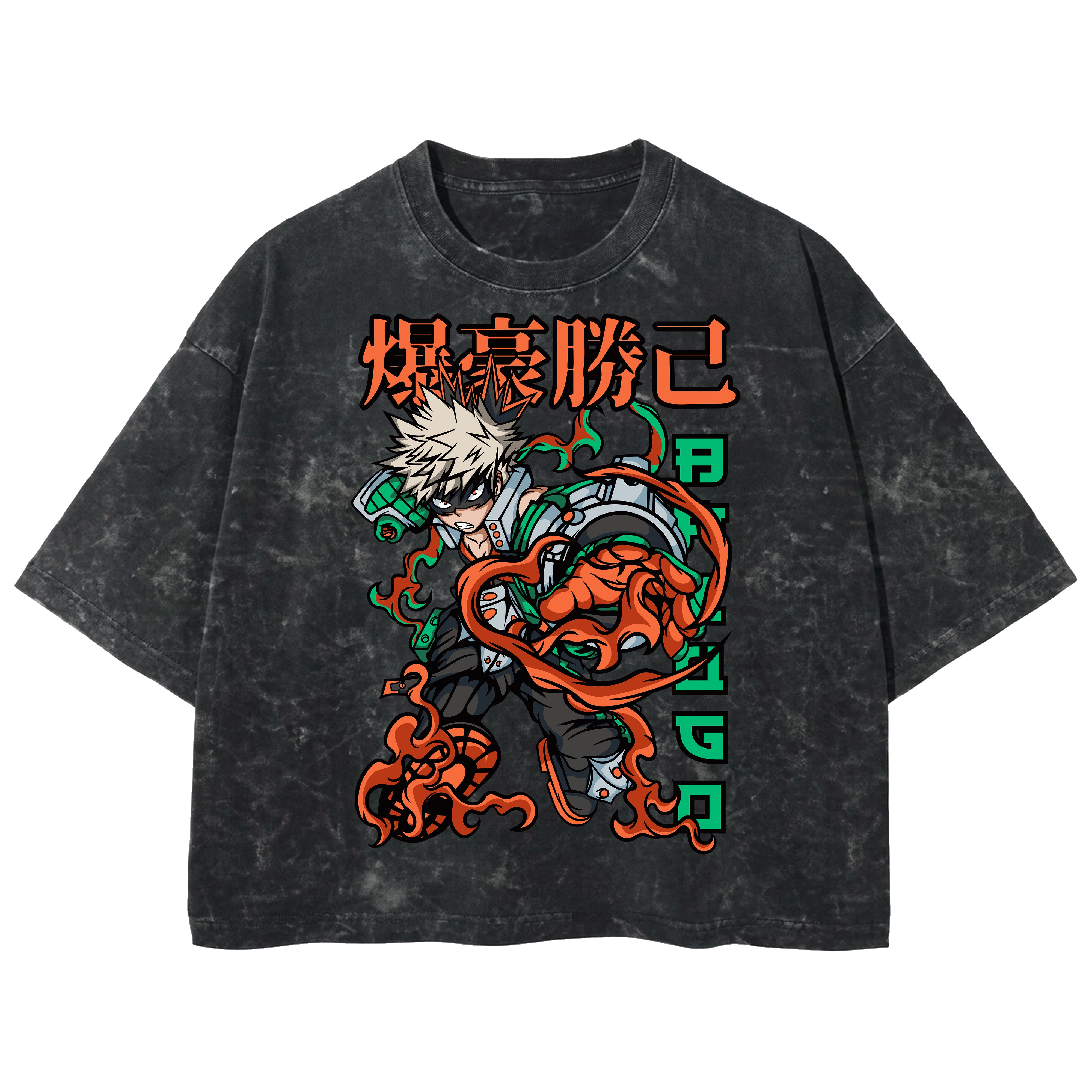 Playera streetwear premium de anime y gaming ExtraLife MX, corte boxy deluxe mineral wash heavyweight en color Acid Wash, moda urbana mexicana de culto.