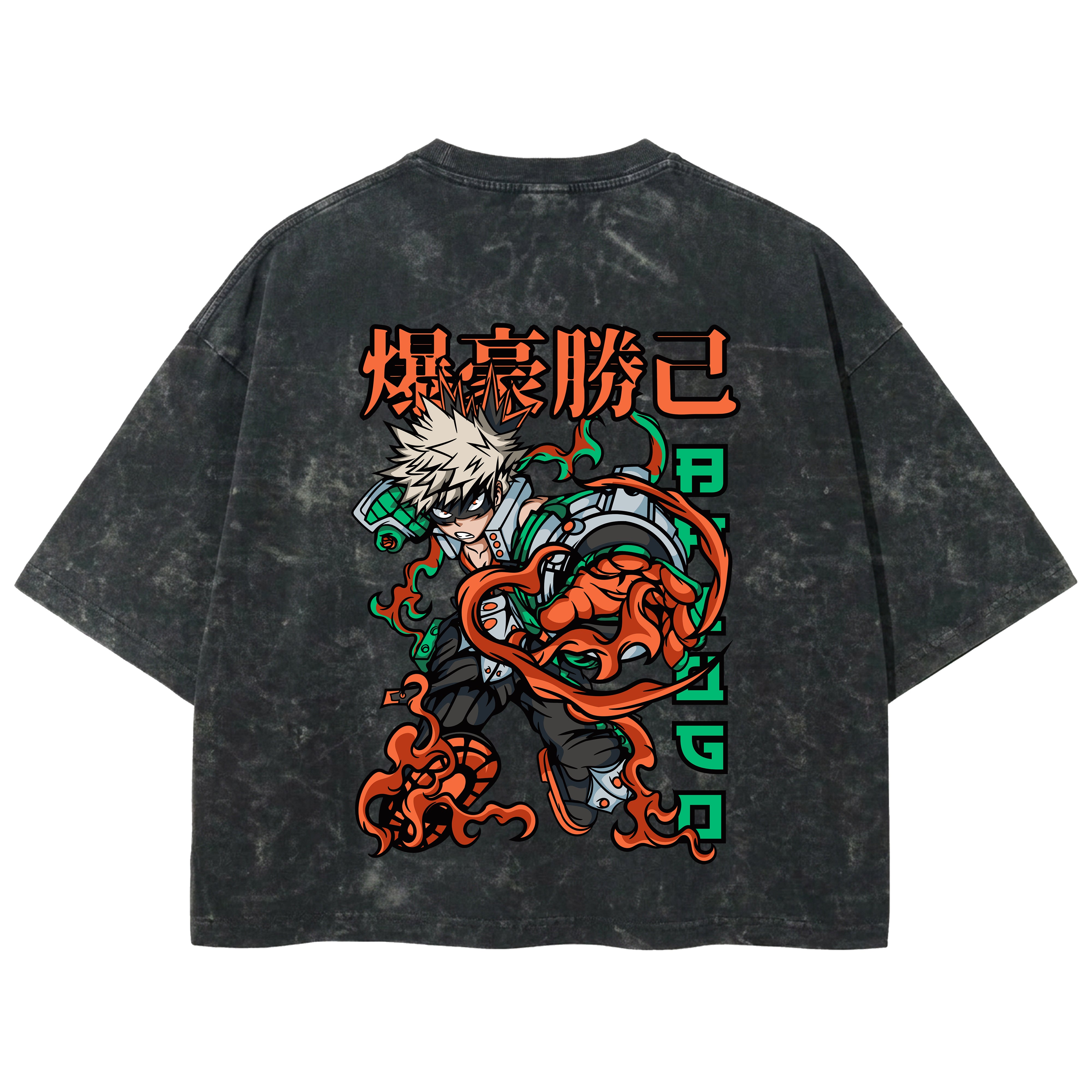 Playera streetwear premium de anime y gaming ExtraLife MX, corte boxy deluxe mineral wash heavyweight en color Acid Wash, moda urbana mexicana de culto.