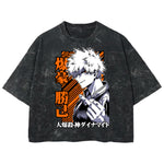 Playera streetwear premium de anime y gaming ExtraLife MX, corte boxy deluxe mineral wash heavyweight en color Acid Wash, moda urbana mexicana de culto.