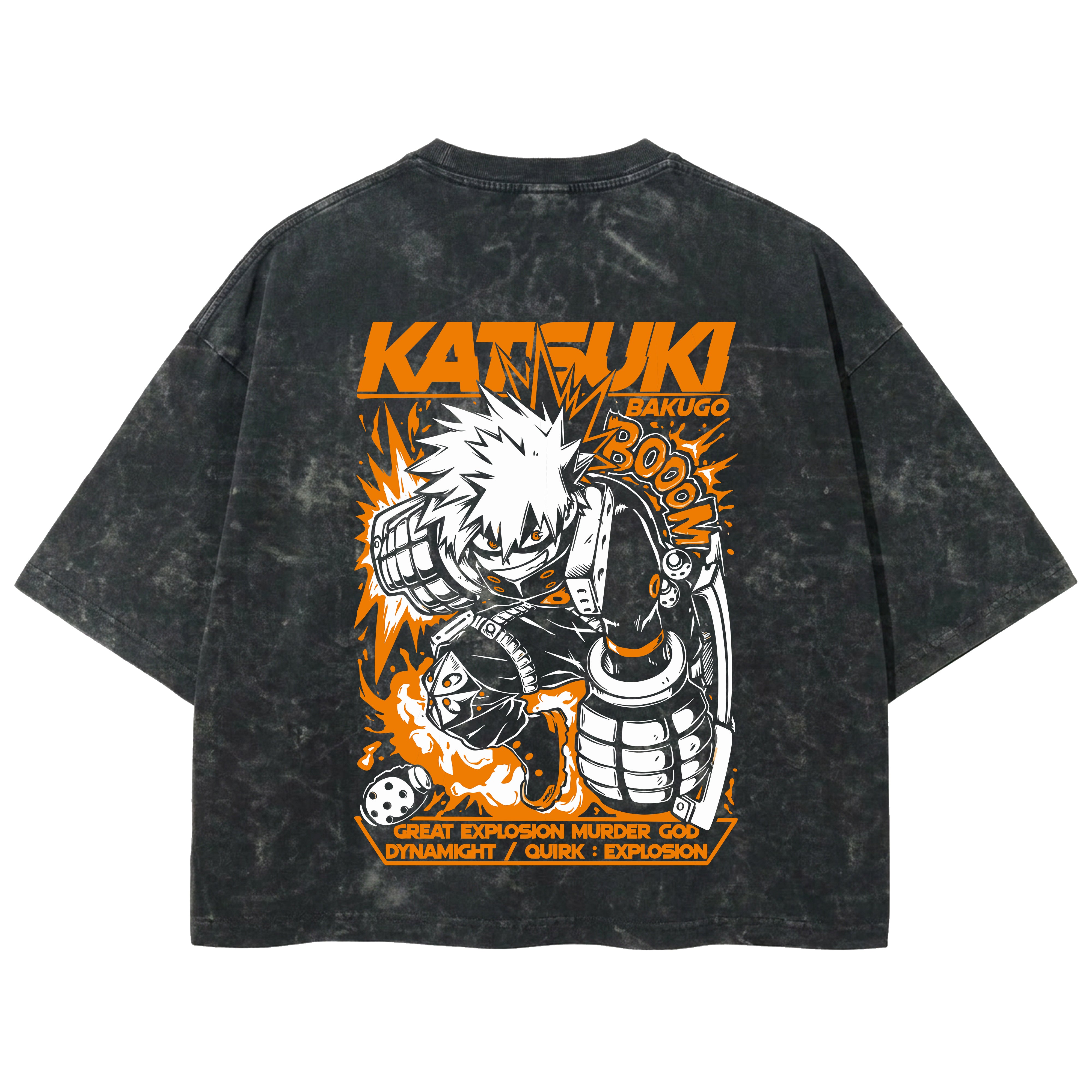 Playera streetwear premium de anime y gaming ExtraLife MX, corte boxy deluxe mineral wash heavyweight en color Acid Wash, moda urbana mexicana de culto.