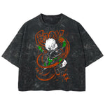 Playera streetwear premium de anime y gaming ExtraLife MX, corte boxy deluxe mineral wash heavyweight en color Acid Wash, moda urbana mexicana de culto.