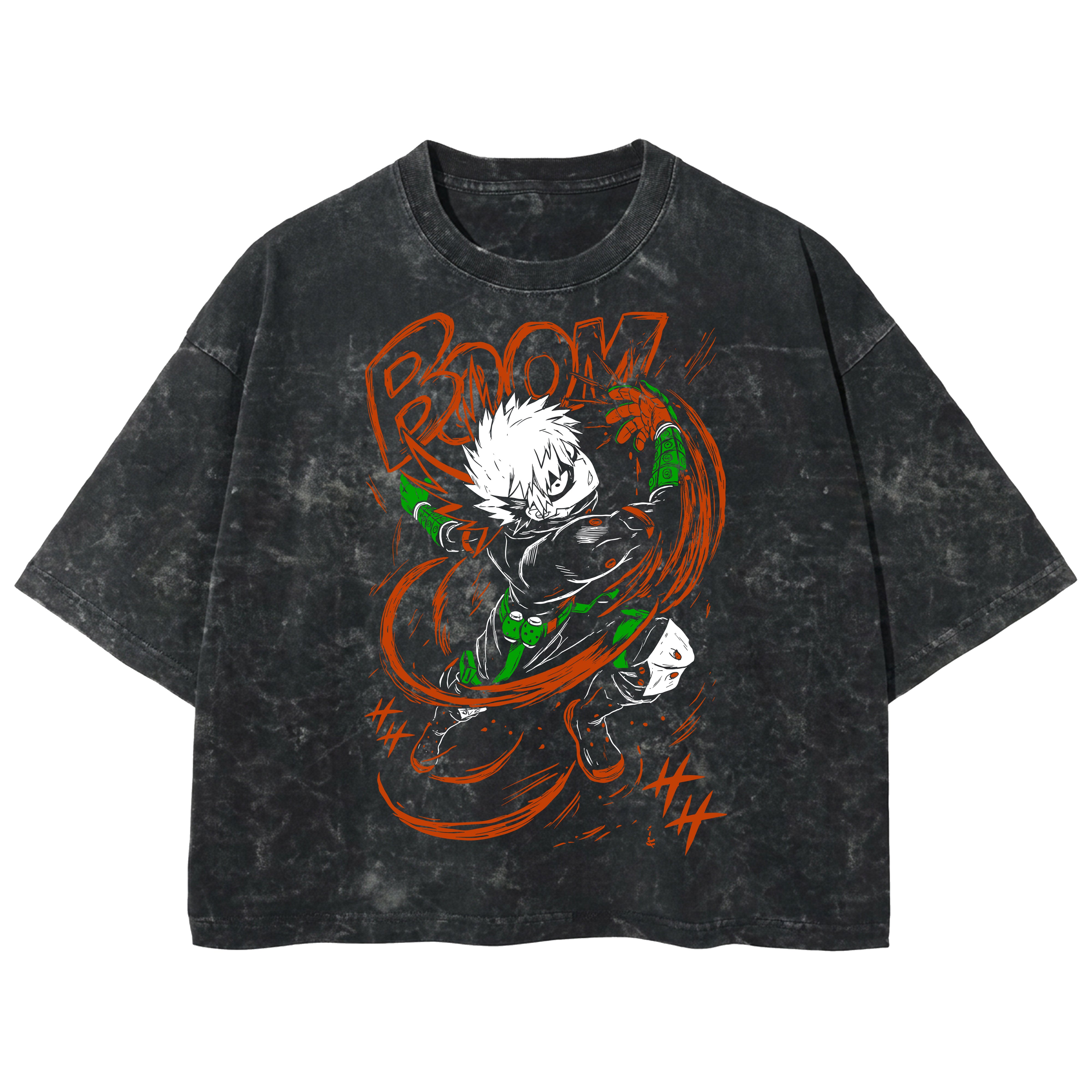 Playera streetwear premium de anime y gaming ExtraLife MX, corte boxy deluxe mineral wash heavyweight en color Acid Wash, moda urbana mexicana de culto.