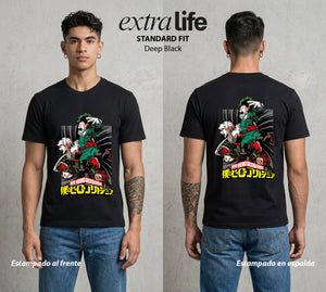 La Academia de Heroes | El Heredero del Simbolo #02527 - Playera Standard Fit | Deep Black - Foto en modelo