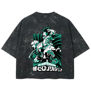 Playera streetwear premium de anime y gaming ExtraLife MX, corte boxy deluxe mineral wash heavyweight en color Acid Wash, moda urbana mexicana de culto.