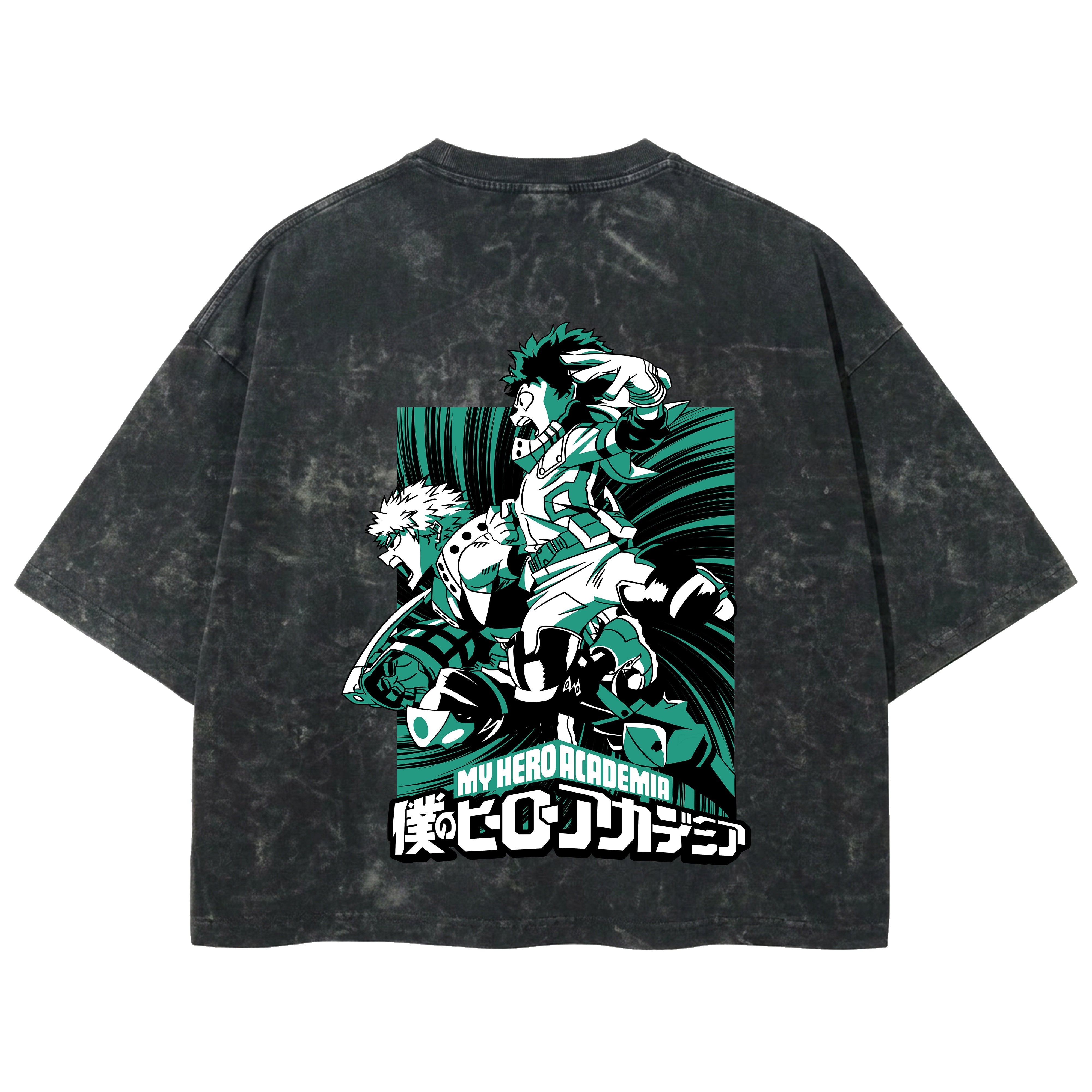Playera streetwear premium de anime y gaming ExtraLife MX, corte boxy deluxe mineral wash heavyweight en color Acid Wash, moda urbana mexicana de culto.