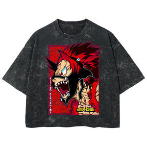 Playera streetwear premium de anime y gaming ExtraLife MX, corte boxy deluxe mineral wash heavyweight en color Acid Wash, moda urbana mexicana de culto.