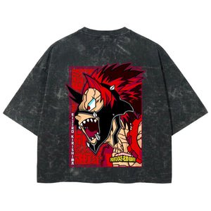 Playera streetwear premium de anime y gaming ExtraLife MX, corte boxy deluxe mineral wash heavyweight en color Acid Wash, moda urbana mexicana de culto.