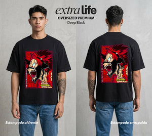 La Academia de Heroes | La Roca Inquebrantable #02530 - Playera Oversized Premium | Deep Black - Foto en modelo
