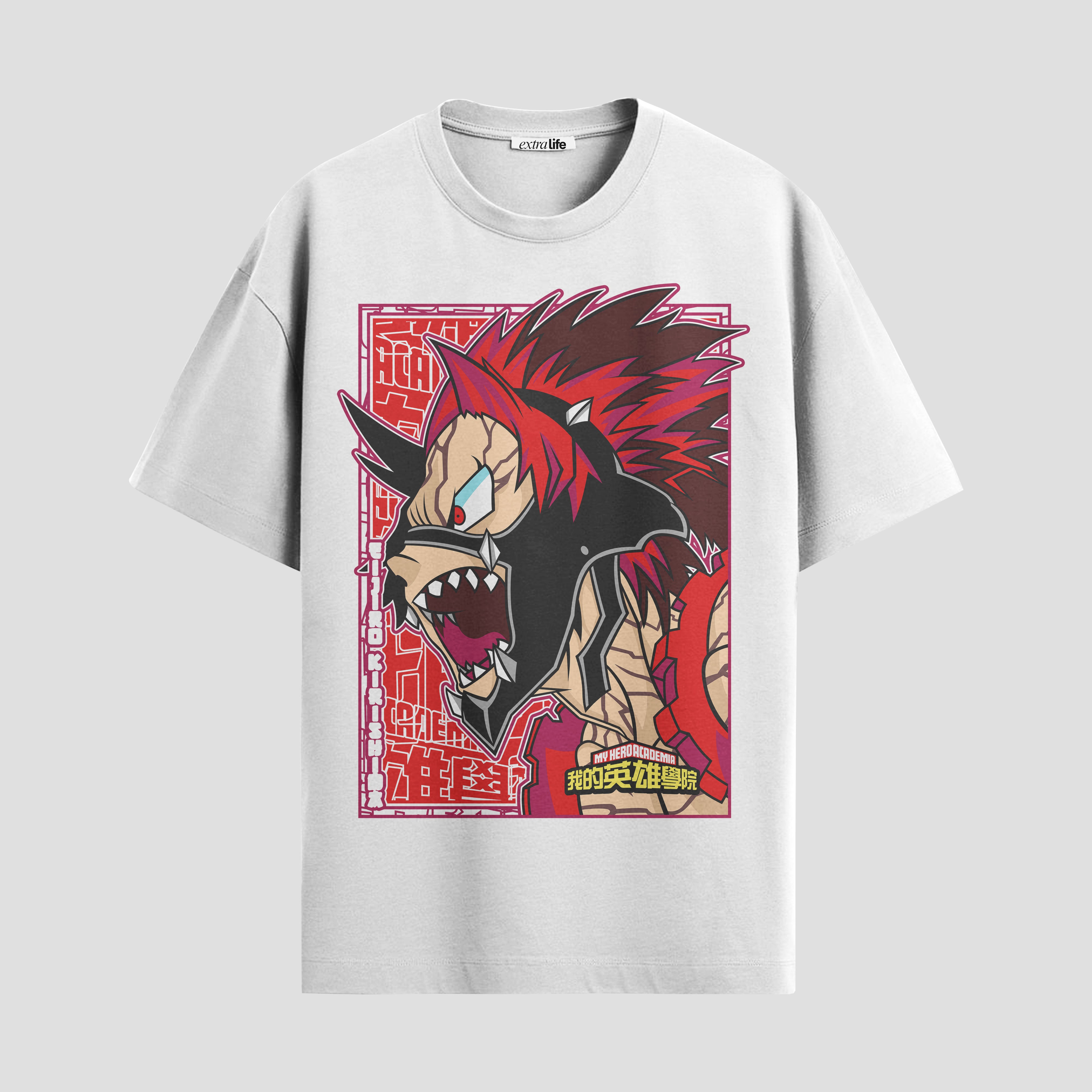 Playera urbana de anime y gaming ExtraLife MX, corte Standard Fit unisex ligero y transpirable en color Deep Black y Pure White, ropa de uso diario para gym y casual.