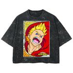 Playera streetwear premium de anime y gaming ExtraLife MX, corte boxy deluxe mineral wash heavyweight en color Acid Wash, moda urbana mexicana de culto.