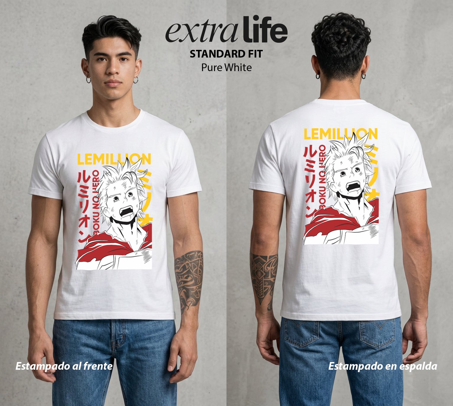 La Academia de Heroes | El Plus Ultra Atraviesa #02532 - Playera Standard Fit | Pure White - Foto en modelo