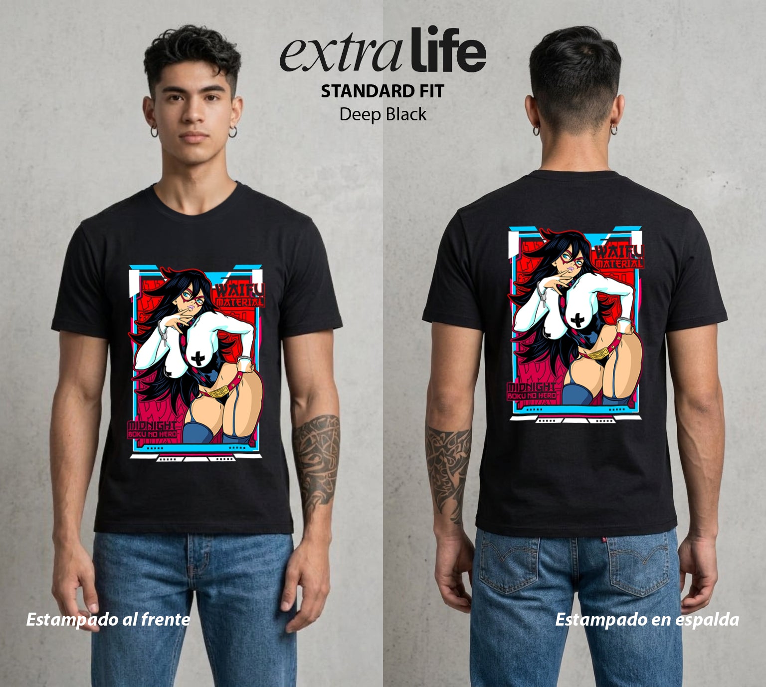 La Academia de Heroes | La Heroina Oscura #02535 - Playera Standard Fit | Deep Black - Foto en modelo