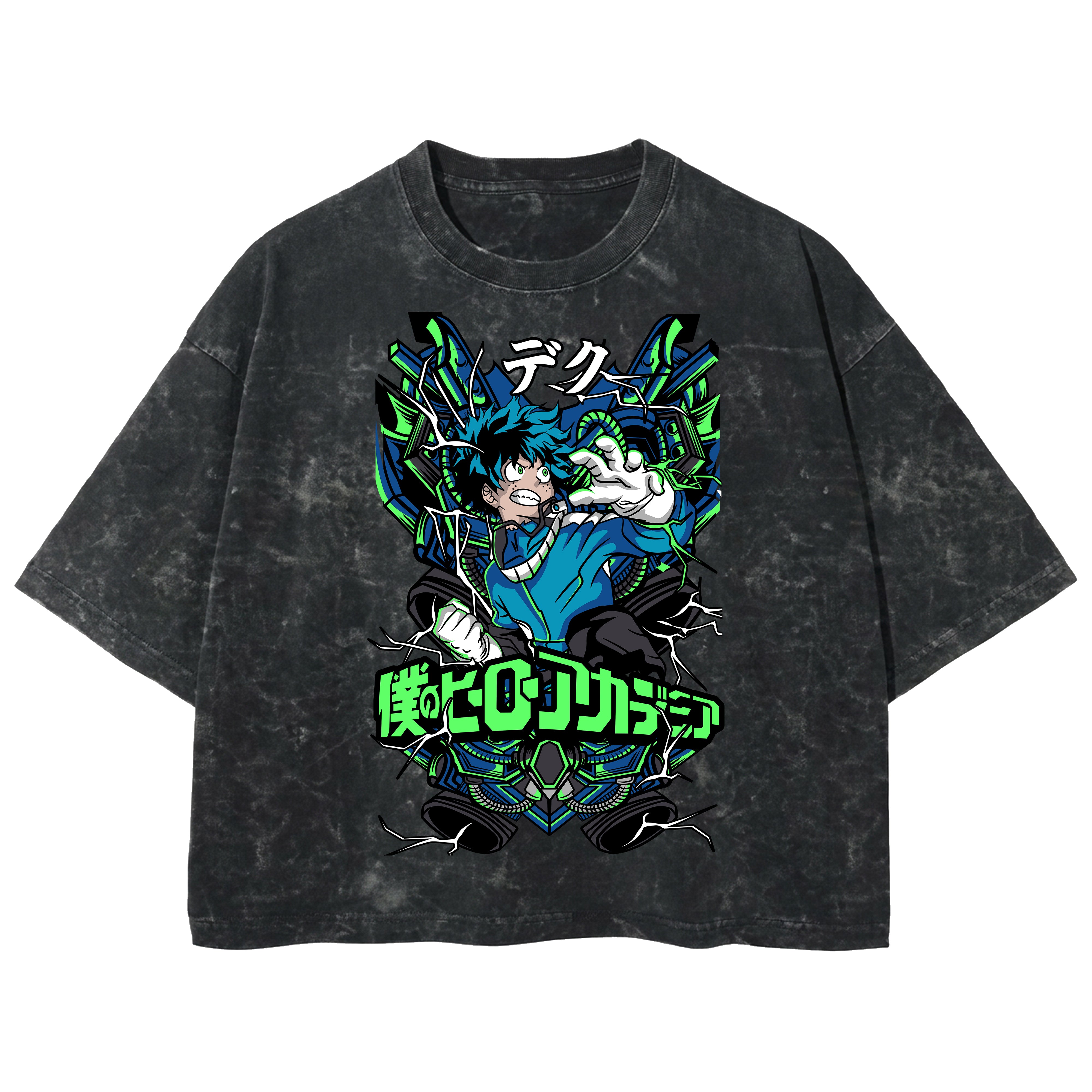 Playera streetwear premium de anime y gaming ExtraLife MX, corte boxy deluxe mineral wash heavyweight en color Acid Wash, moda urbana mexicana de culto.
