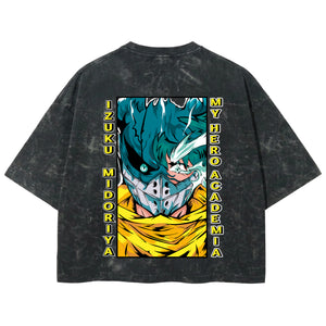 Playera streetwear premium de anime y gaming ExtraLife MX, corte boxy deluxe mineral wash heavyweight en color Acid Wash, moda urbana mexicana de culto.