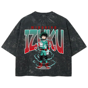 Playera streetwear premium de anime y gaming ExtraLife MX, corte boxy deluxe mineral wash heavyweight en color Acid Wash, moda urbana mexicana de culto.