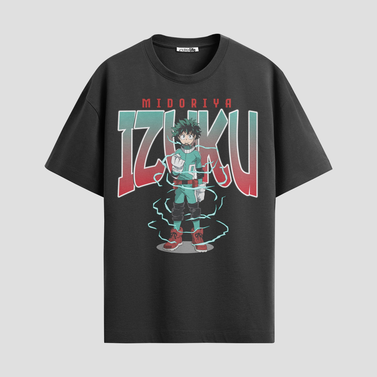 Playera urbana de anime y gaming ExtraLife MX, corte Classic Premium unisex ligero y transpirable en color Deep Black y Pure White, ropa de uso diario para gym y casual.
