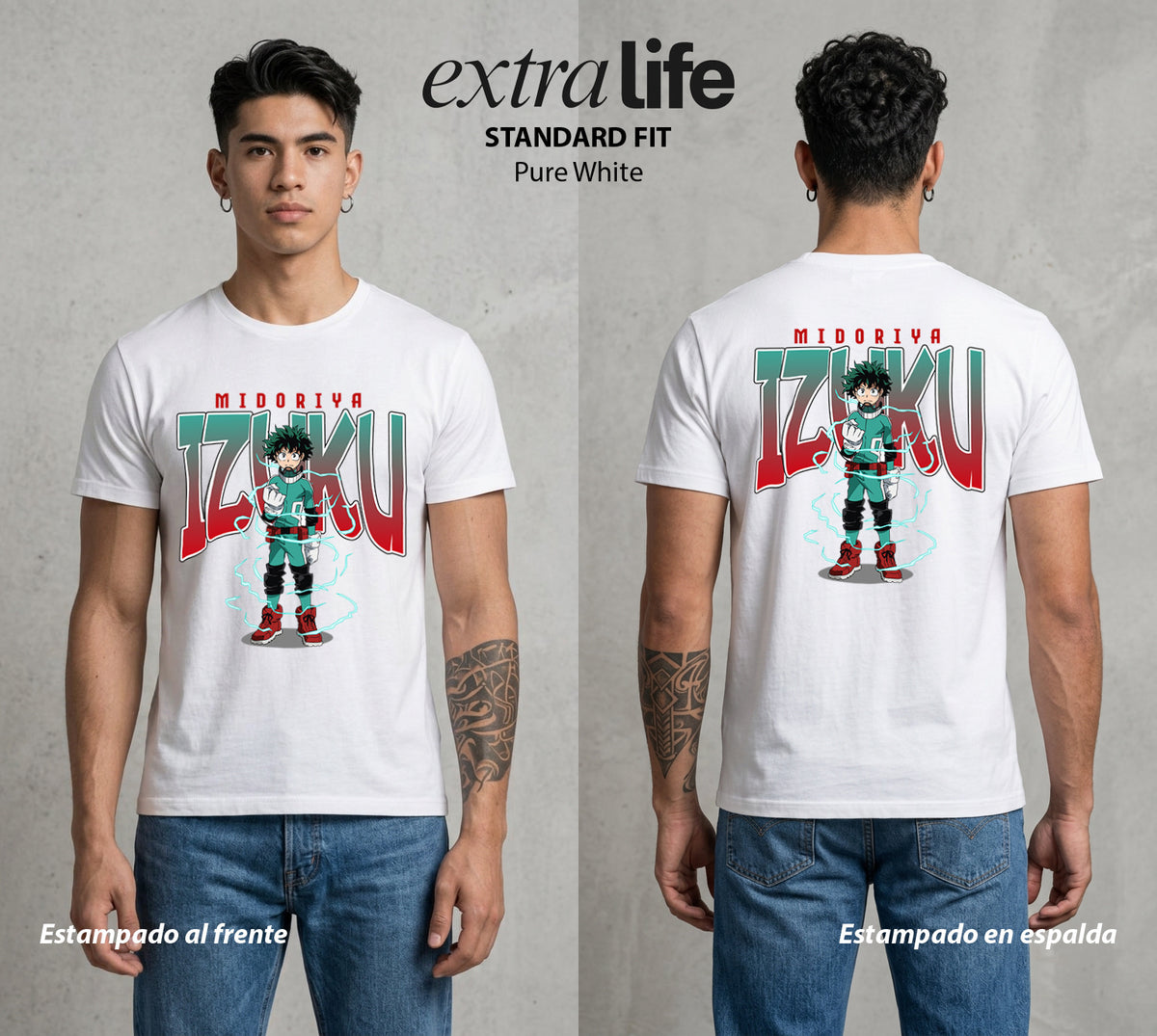 La Academia de Heroes | El Corazon del Plus Ultra #02539 - Playera Classic Premium | Pure White - Foto en modelo