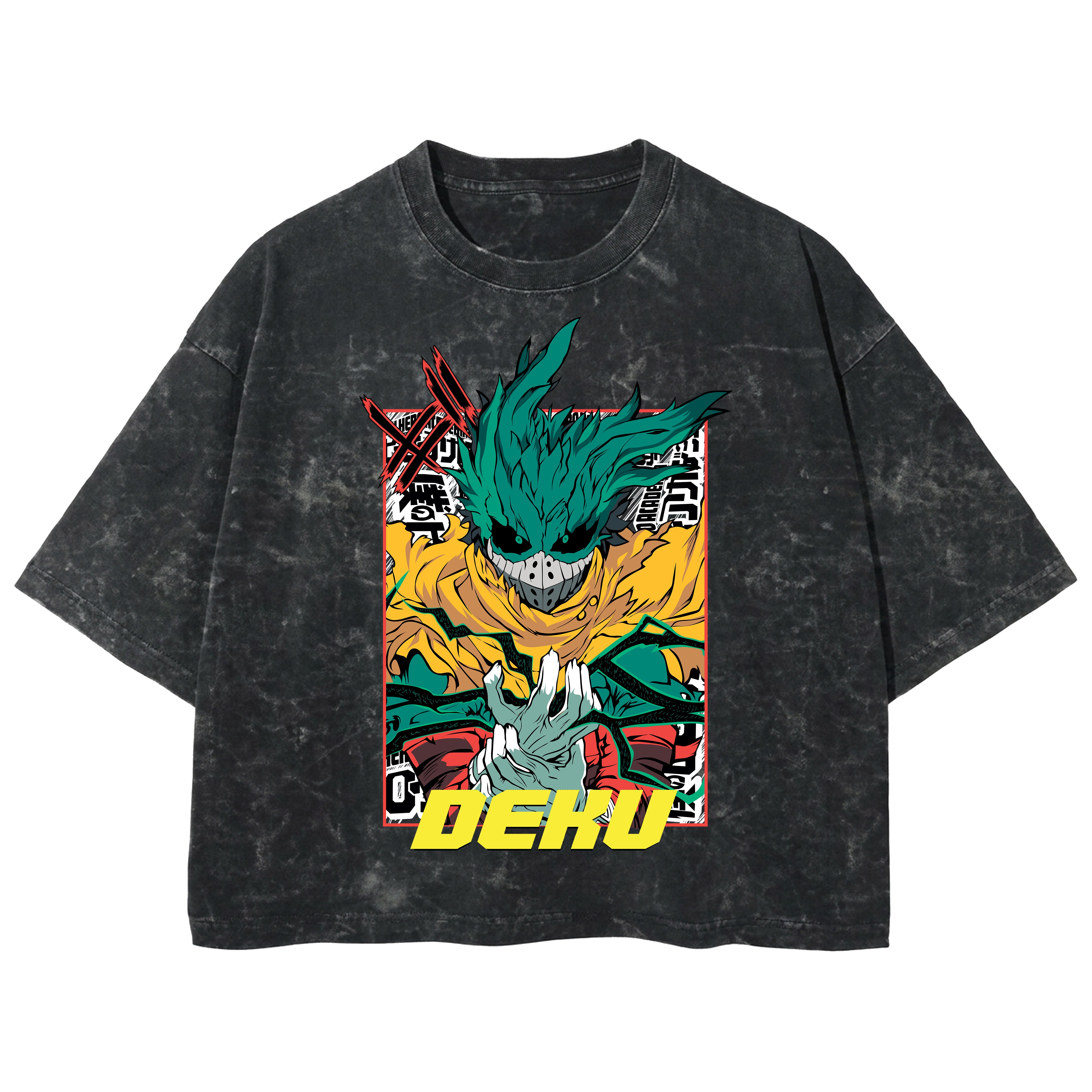 Playera streetwear premium de anime y gaming ExtraLife MX, corte boxy deluxe mineral wash heavyweight en color Acid Wash, moda urbana mexicana de culto.