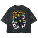 Playera streetwear premium de anime y gaming ExtraLife MX, corte boxy deluxe mineral wash heavyweight en color Acid Wash, moda urbana mexicana de culto.