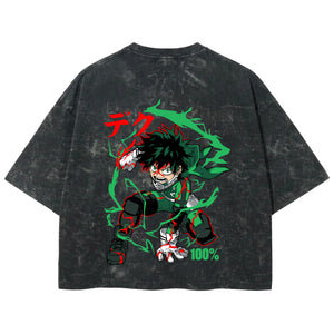 Playera streetwear premium de anime y gaming ExtraLife MX, corte boxy deluxe mineral wash heavyweight en color Acid Wash, moda urbana mexicana de culto.